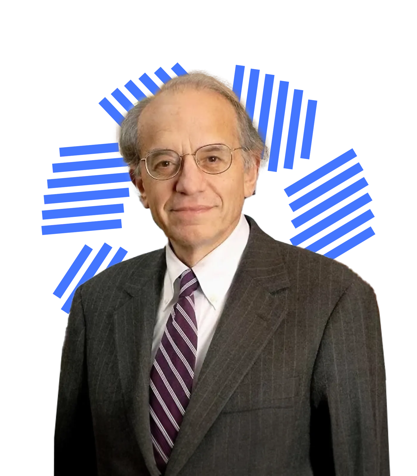Profile picture of Jeremy J. Siegel in a suit and tie, with the CFA Institute blue pinwheel behind him